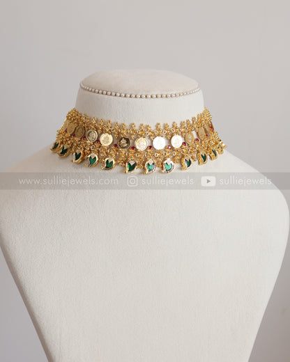 2147 - Double Layer Gold Plated Coin & Palakka Mango Choker