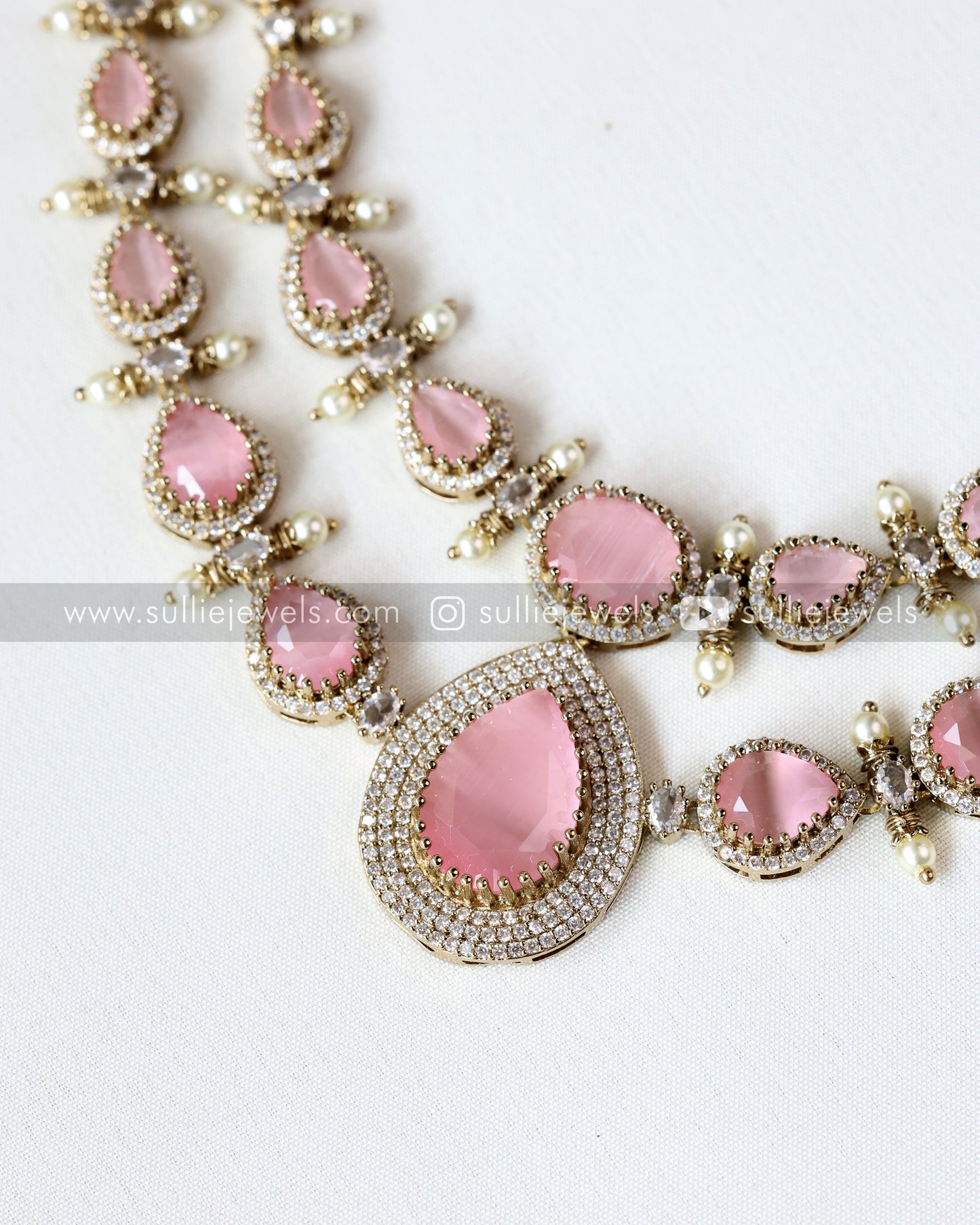Double Layer Premium Stone Necklace with Earring