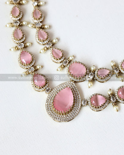 Double Layer Premium Stone Necklace with Earring
