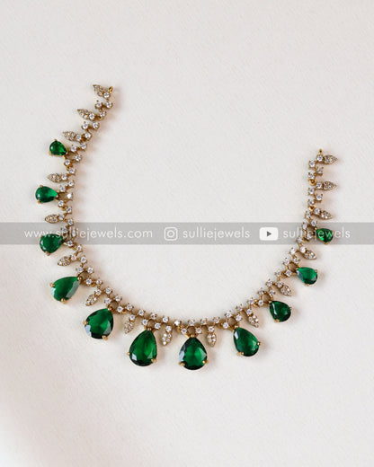 Raindrop Premium Stone Necklace with Earring - Green