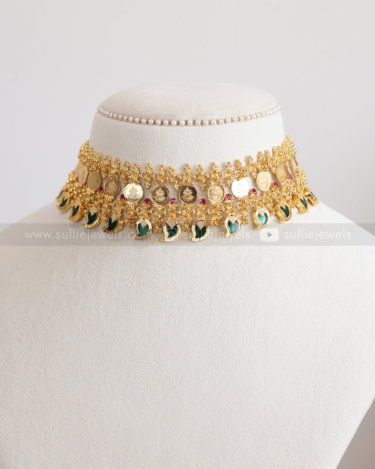 2147 - Double Layer Gold Plated Coin & Palakka Mango Choker