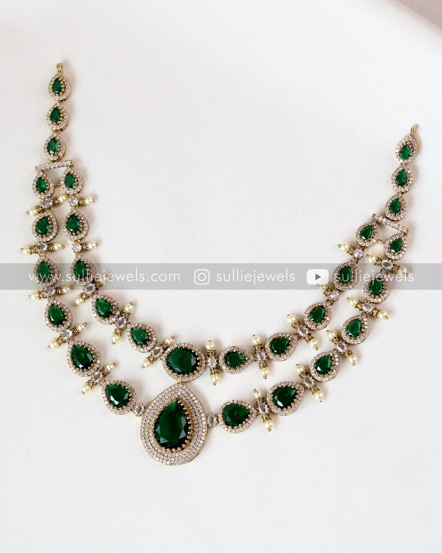 Double Layer Premium Stone Necklace with Earring