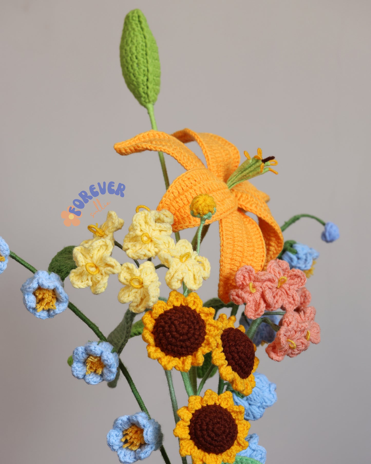 Sunshine Whimsy - Crochet Flowers in a ceramic vase