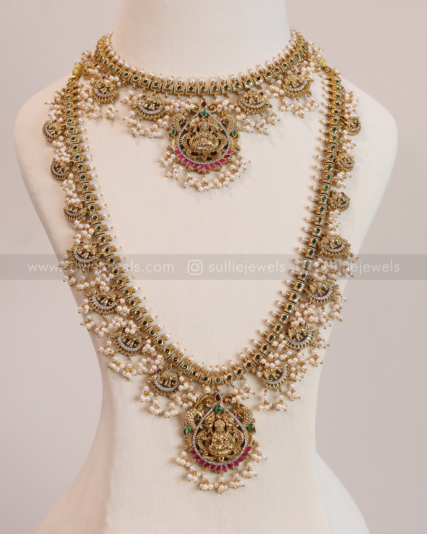 Lakshmi Elephant Pearl Guttapusalu Bridal Combo ( 3 Piece )