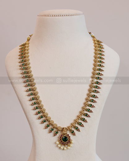 7119 - Lakshmi Premium Palakka Long Chain/Haaram with Earrings