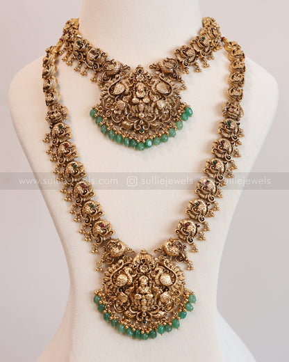 Lakshmi Peacock Mint Beads Bridal Combo ( 3 piece )