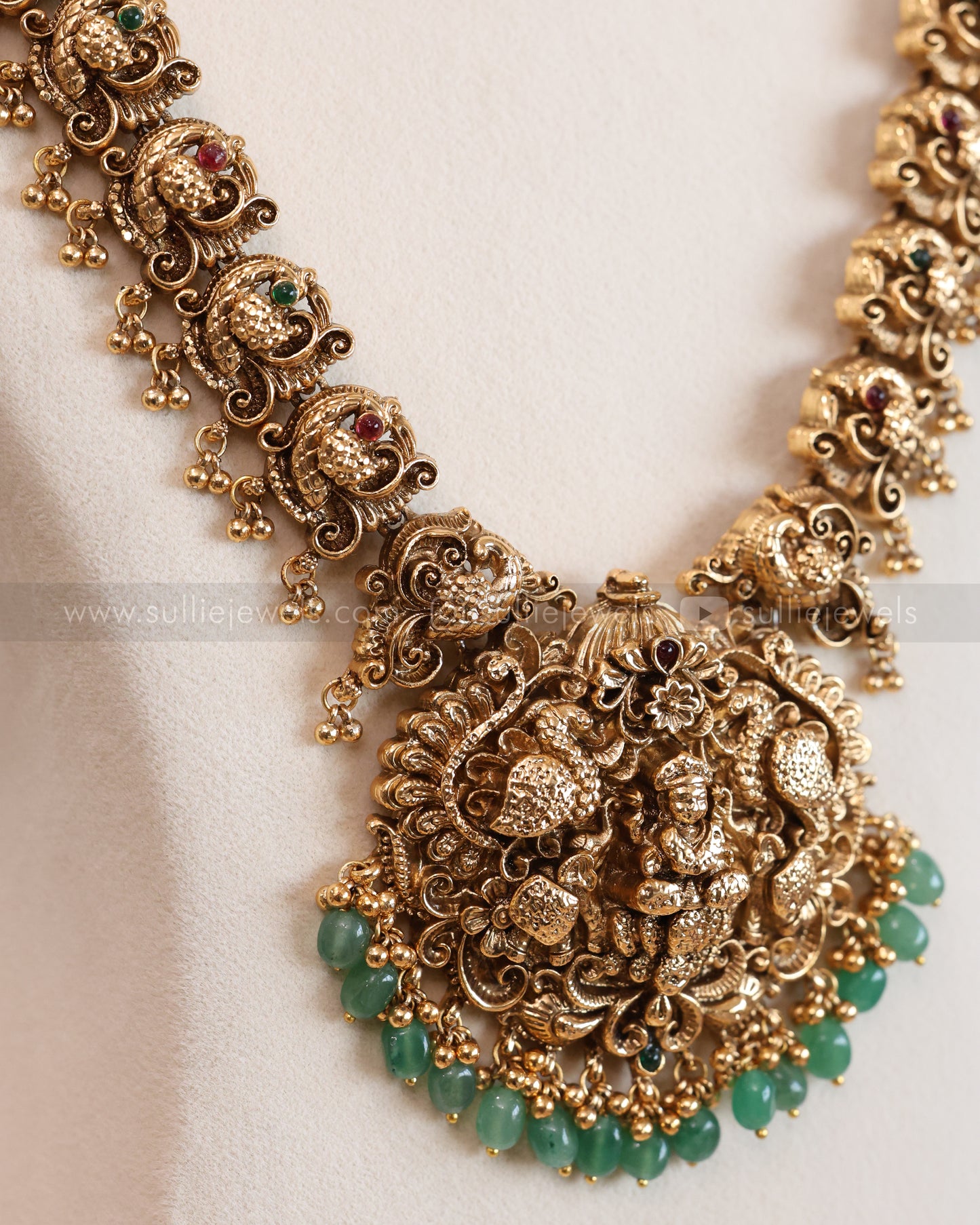 Lakshmi Peacock Mint Beads Bridal Combo ( 3 piece )