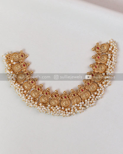 Pearl Clustered Gold Necklace