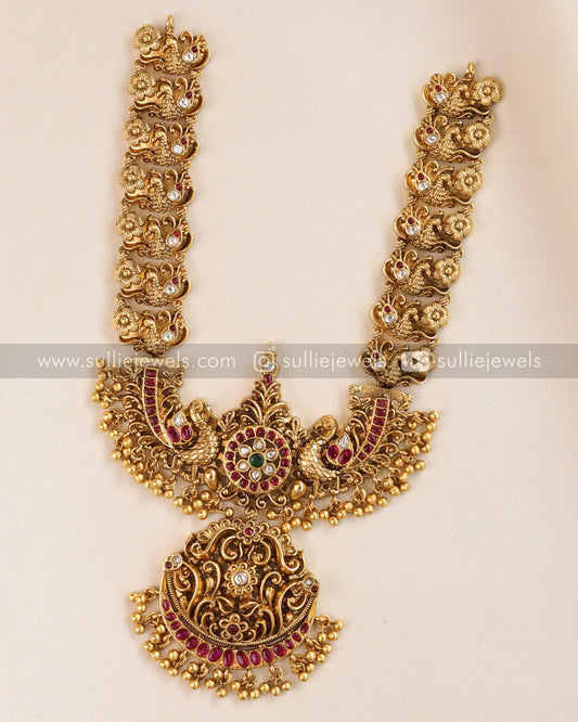 No Idol Premium Antique Peacock Necklace with Jhumka
