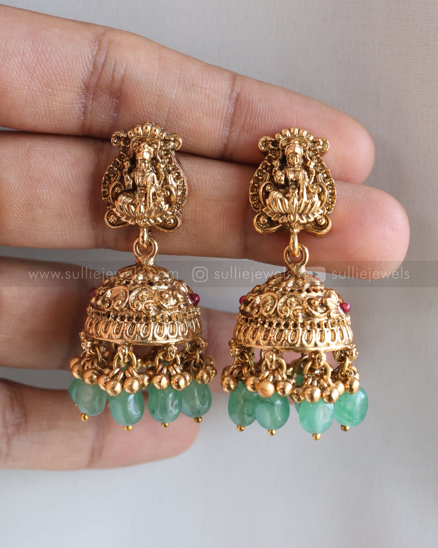 Lakshmi Peacock Mint Beads Bridal Combo ( 3 piece )