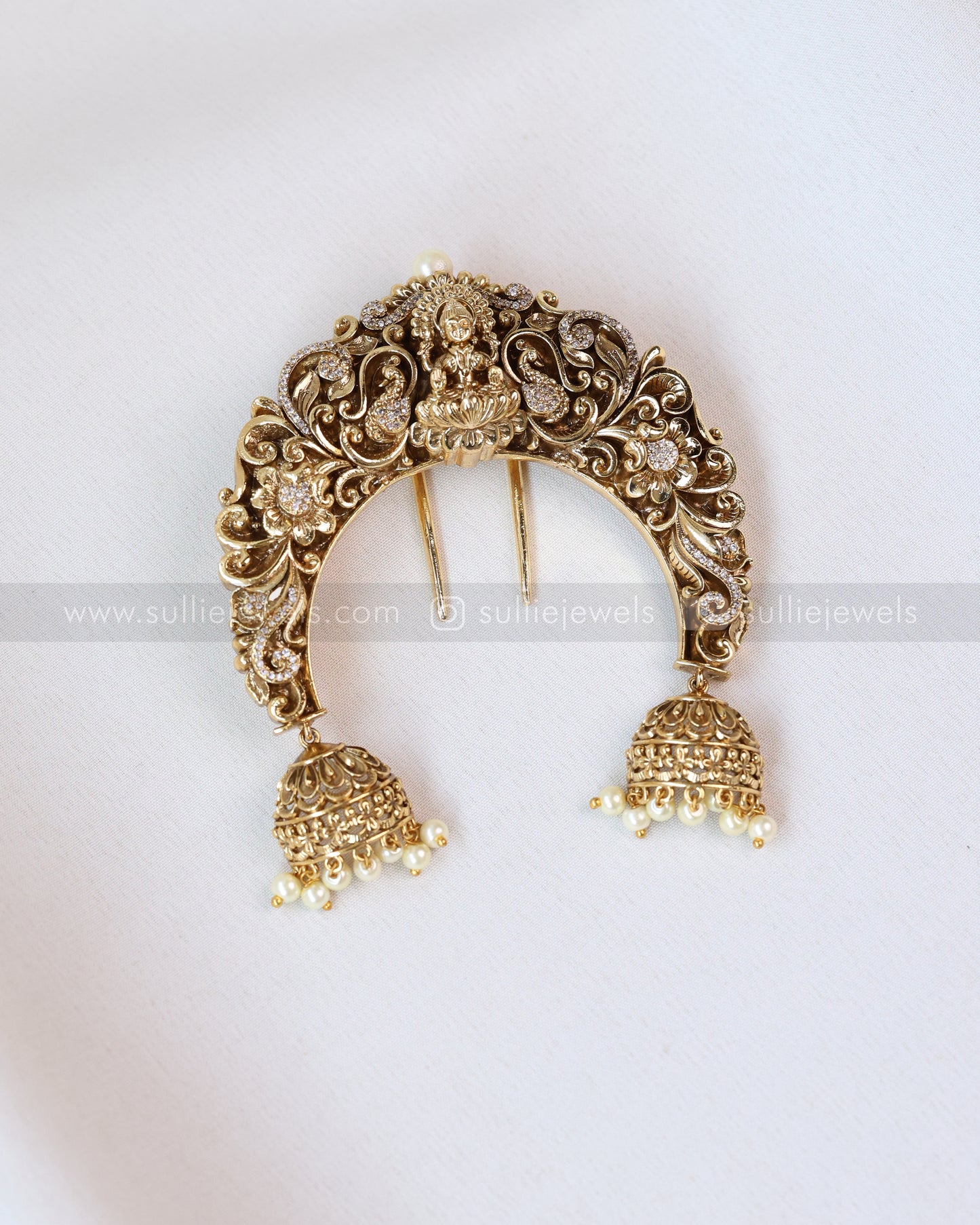 091 - Designer Stone Work Lakshmi Premium Hair Brooch