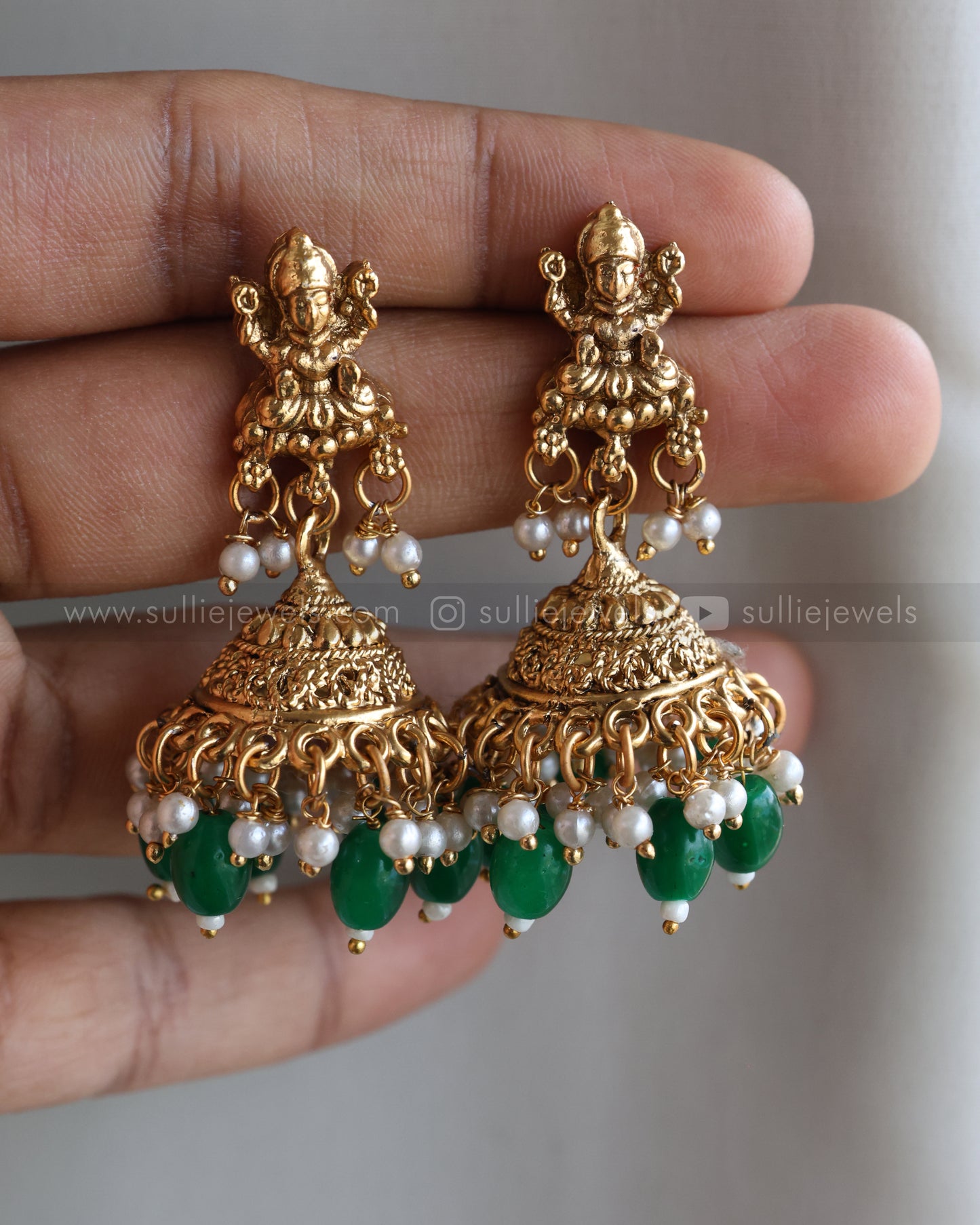 Sullie Basic - Peacock Green Beads Goddess Bridal Combo ( 3 piece )