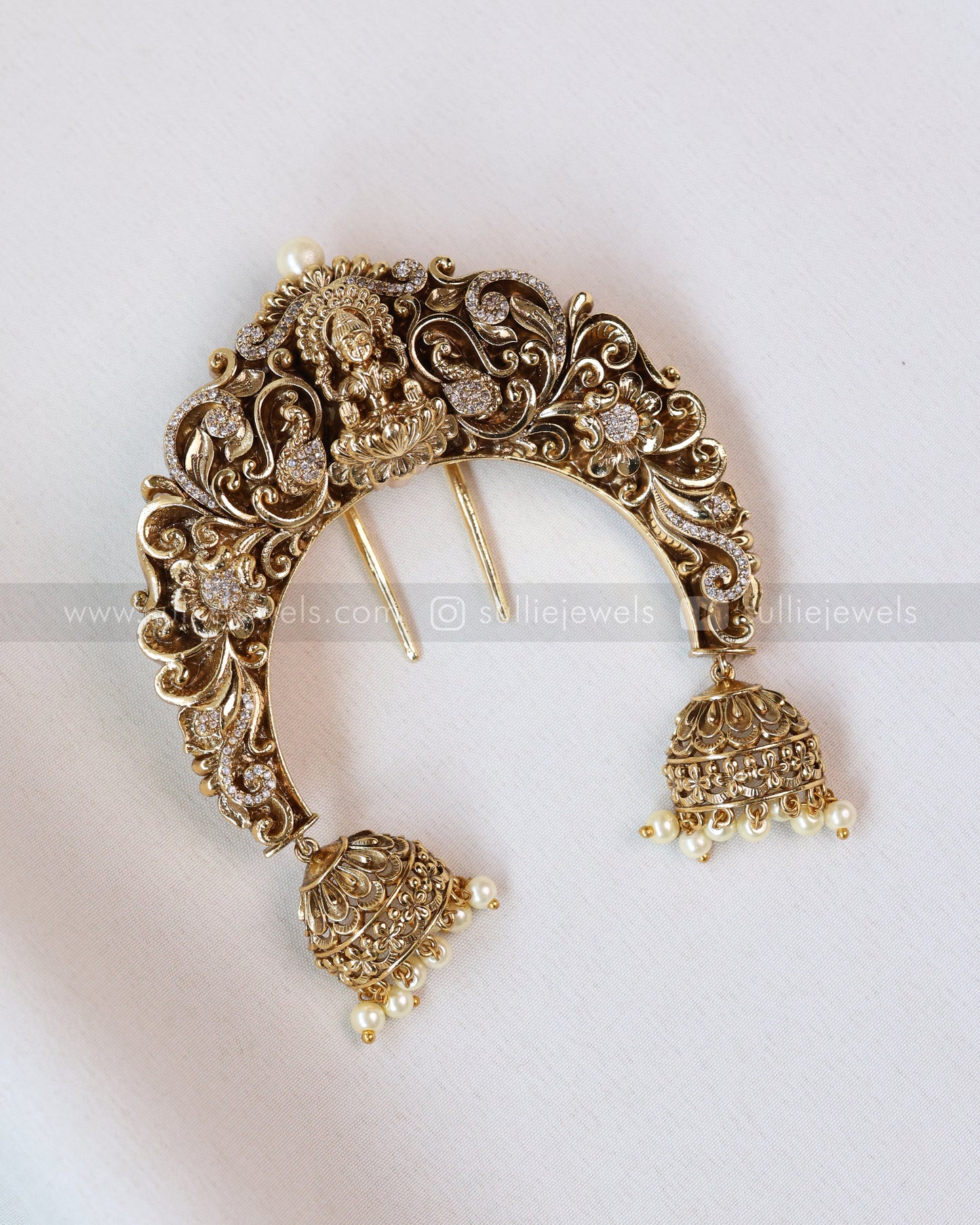091 - Designer Stone Work Lakshmi Premium Hair Brooch