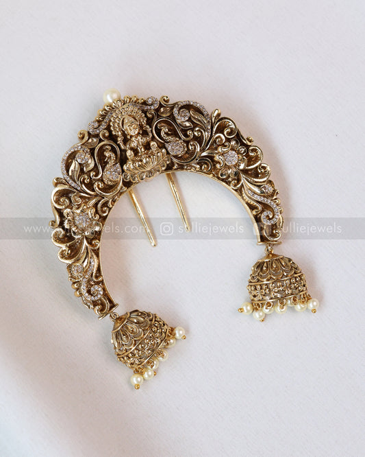 091 - Designer Stone Work Lakshmi Premium Hair Brooch