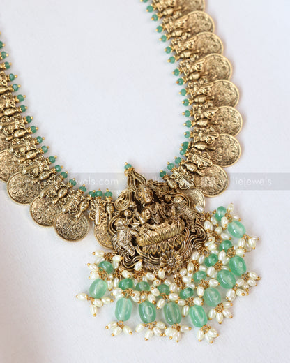 7147 - Goddess Premium Coin Longchain with Earrings - Mint Beads