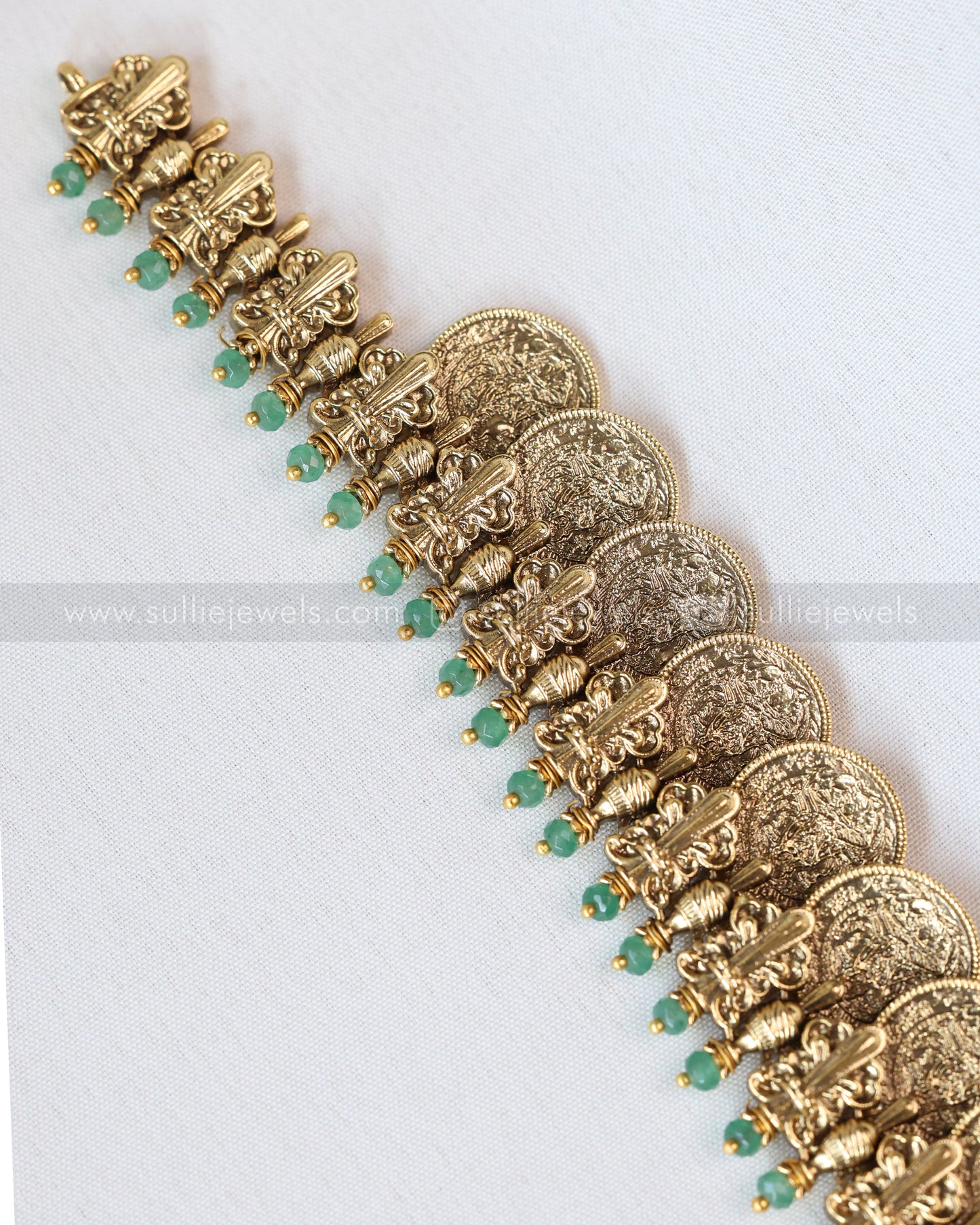 7147 - Goddess Premium Coin Longchain with Earrings - Mint Beads