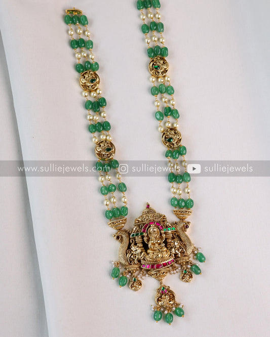 Lakshmi Peacock Premium Long Chain / Haaram with Earring