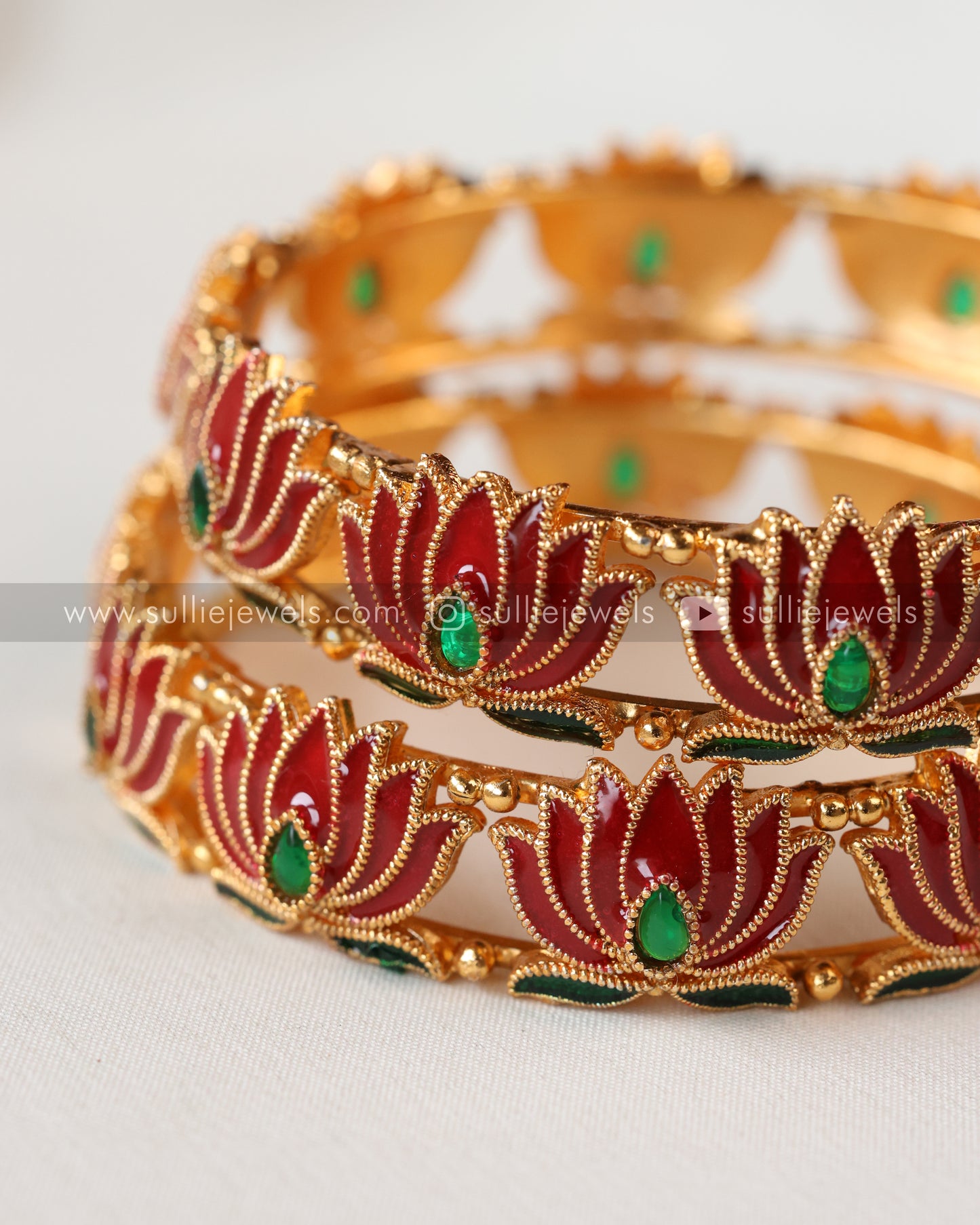 Lotus Flower Bangle - Set of 2