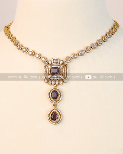 Violet Pendant Necklace with Earring