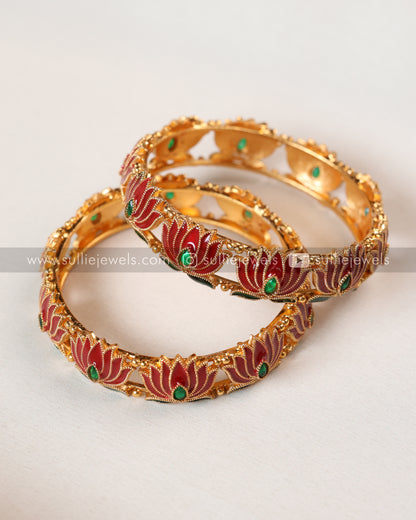 Lotus Flower Bangle - Set of 2