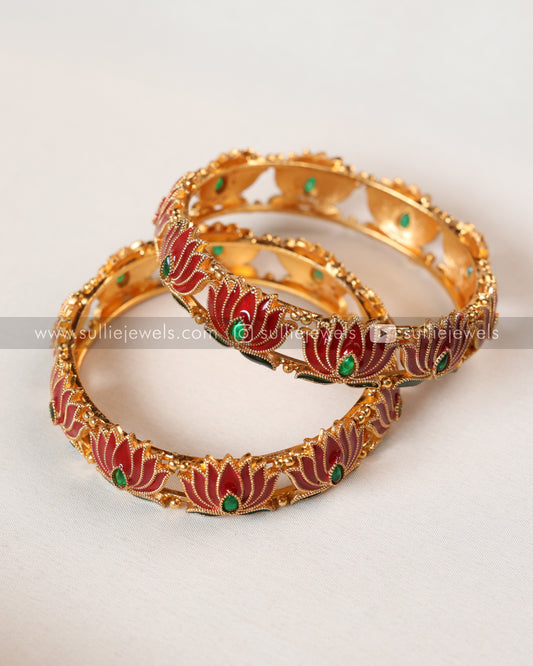 Sullie Basic - Lotus Flower Bangle - Set of 2