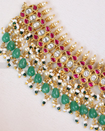 3705 - Jadau Kundan Premium Necklace with Strawberry Beads