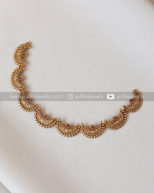 Sullie Basic - Ardha Chandra Design Ruby Necklace with Stud