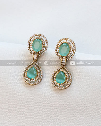 Mint Green Pendant Necklace with Earring