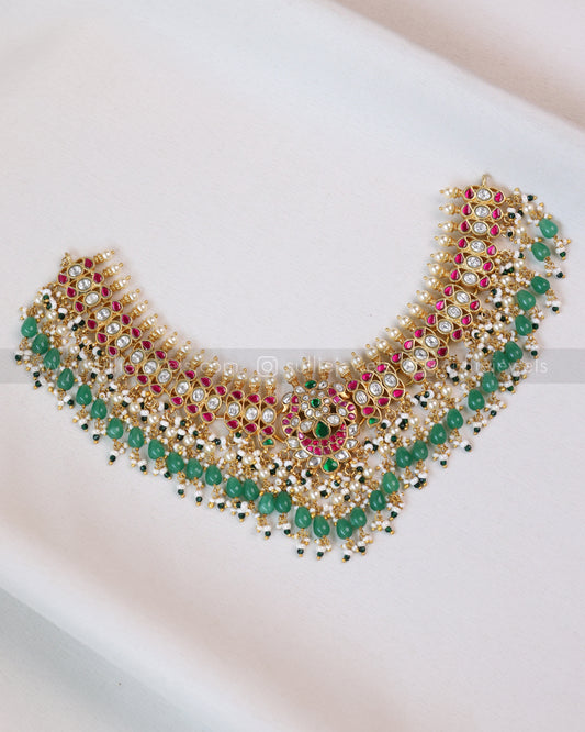 3705 - Jadau Kundan Premium Necklace with Strawberry Beads