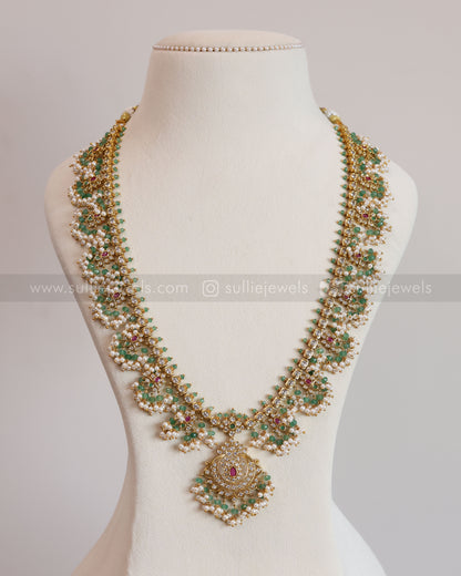 No Idol - Onyx Guttapusalu Long Chain / Haaram with Earring