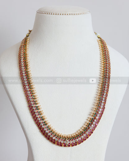 7212 - Kemp Premium Multicolour Pearl Long Chain / Haaram with Jhumka