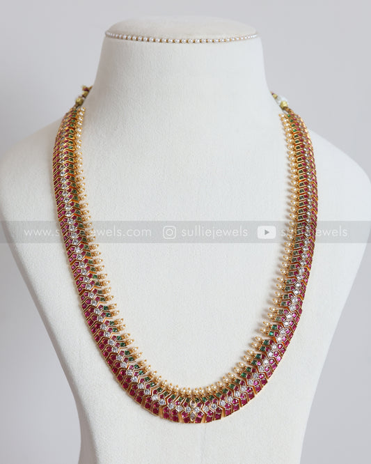 7212 - Kemp Premium Multicolour Pearl Long Chain / Haaram with Jhumka