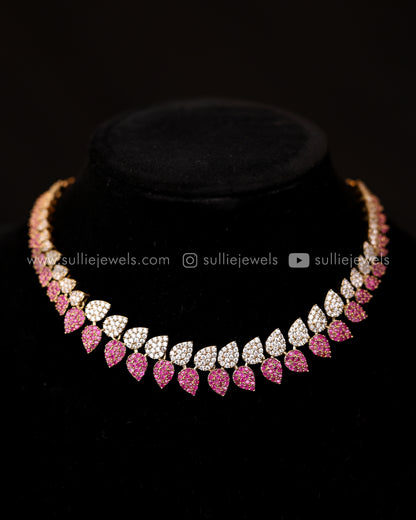 Premium Diamond Leaf Necklace with earrings
