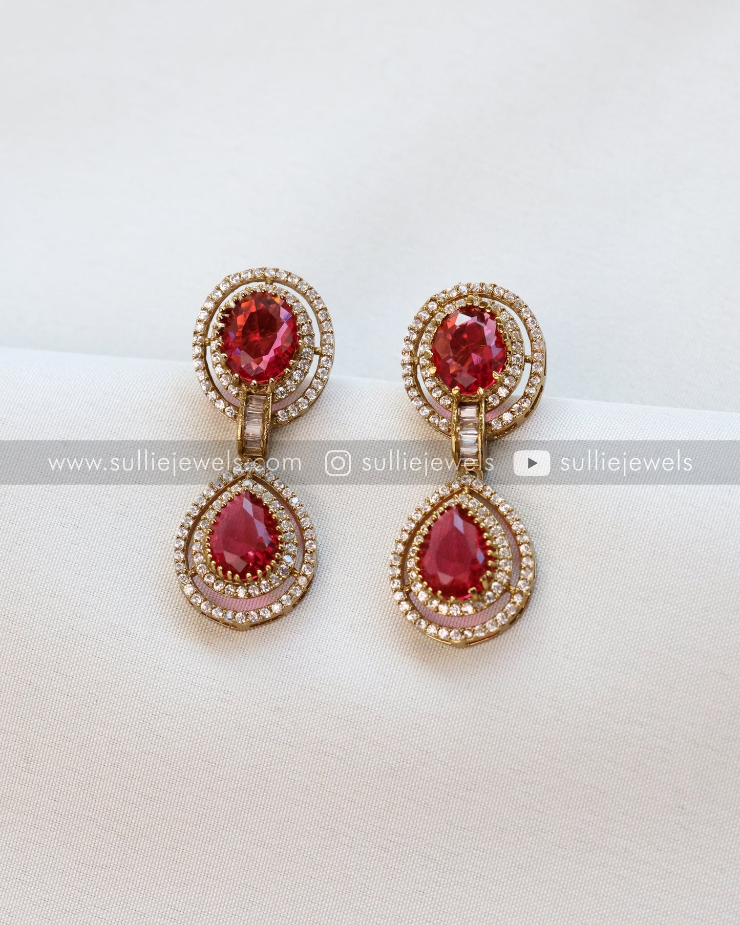 Ruby Pendant Necklace with Earring