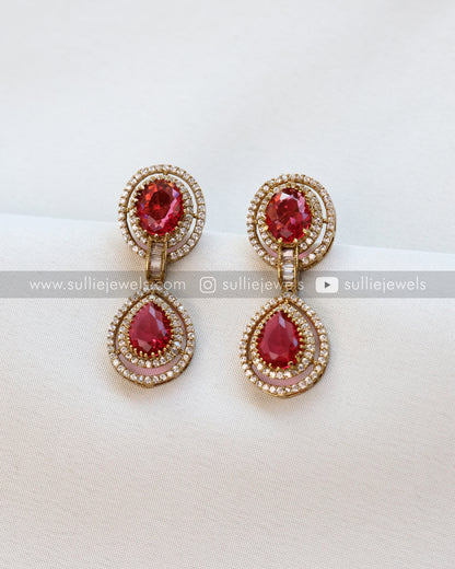 Ruby Pendant Necklace with Earring