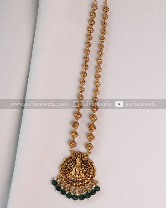 Sullie Basic - Green Beads Goddess Pendant with Jhumka