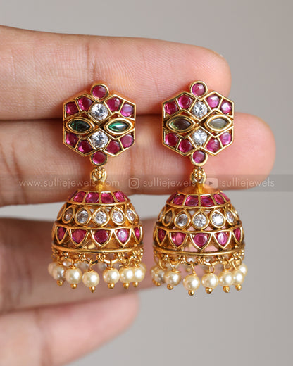 7212 - Kemp Premium Multicolour Pearl Long Chain / Haaram with Jhumka