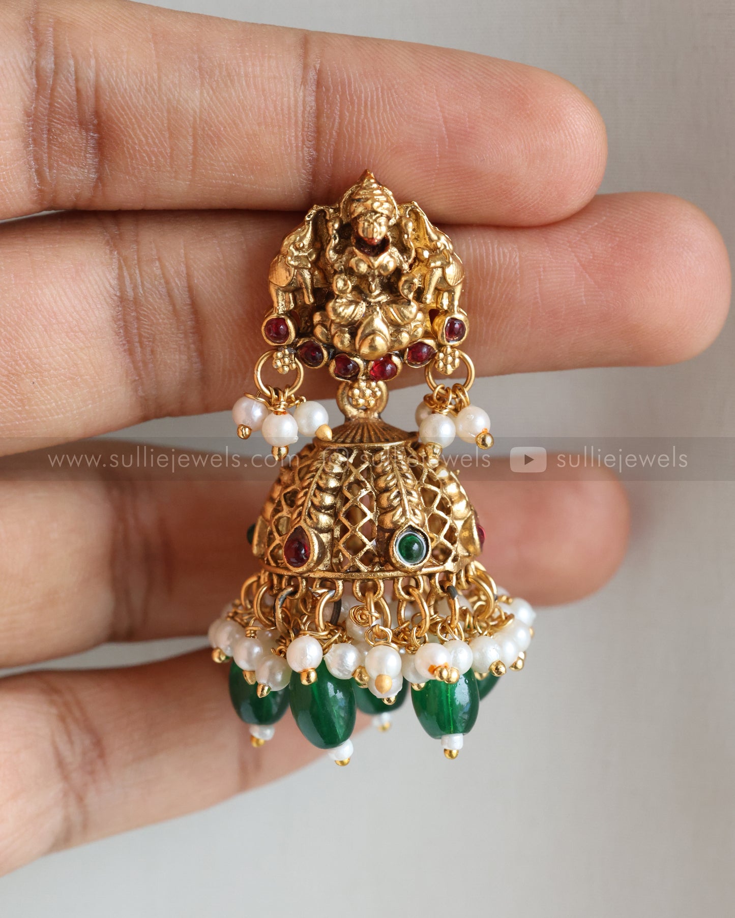 Sullie Basic - Mango Design Green Beads Goddess Bridal Combo ( 3 piece )