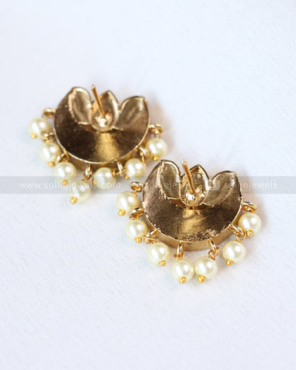 E1219 - Premium Jadau Lotus Kemp Stud - Multicolour