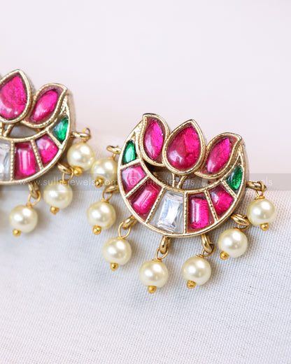 E1219 - Premium Jadau Lotus Kemp Stud - Multicolour