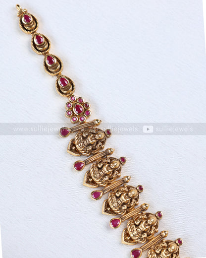 3898 - Goddess Ruby Gold Mint Beads Necklace with Earring
