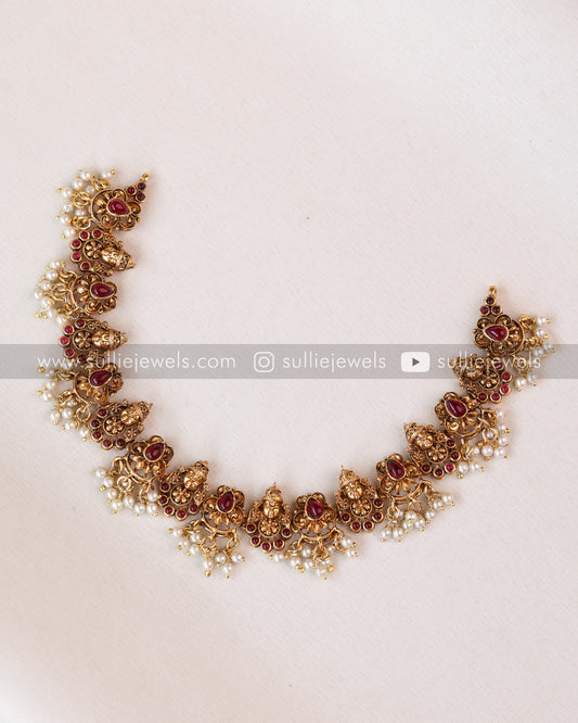 Sullie Basic - Venkateshwara Ruby Pearl Necklace with Stud