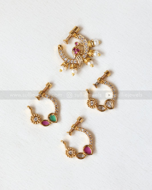 Nose Screw Pin - No Piercing Required - Stone Flower