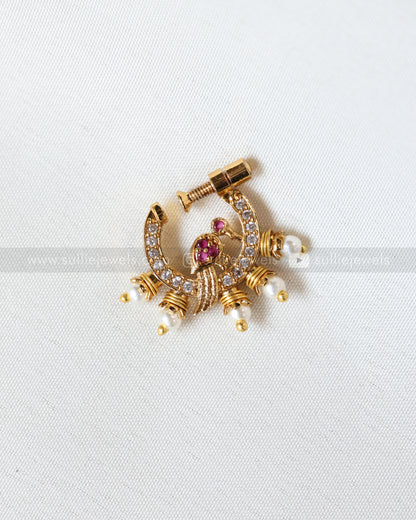 Nose Screw Pin - No Piercing Required - Peacock Pearl