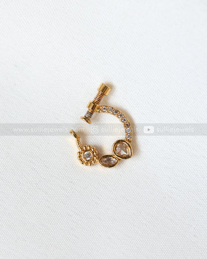 Nose Screw Pin - No Piercing Required - Stone Flower