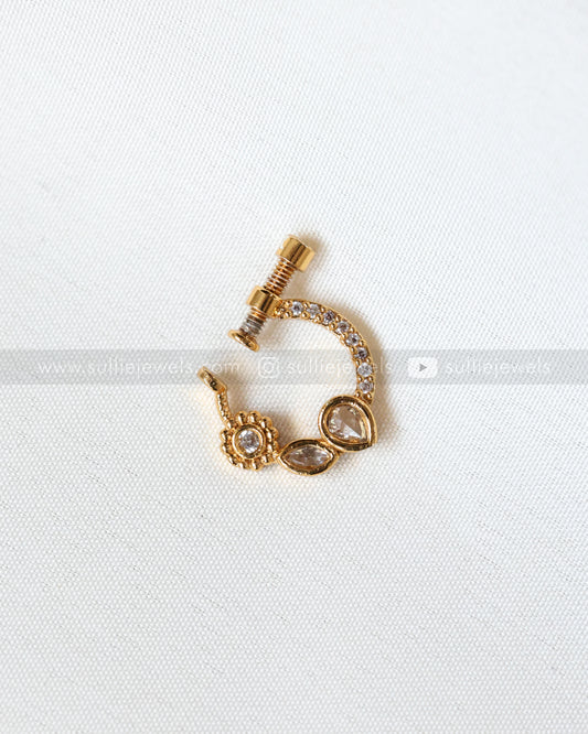 Nose Screw Pin - No Piercing Required - Stone Flower