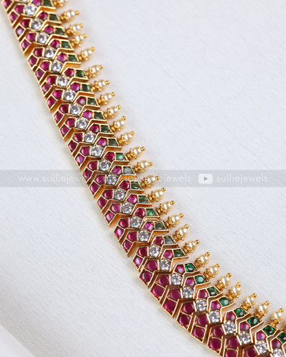 7212 - Kemp Premium Multicolour Pearl Long Chain / Haaram with Jhumka