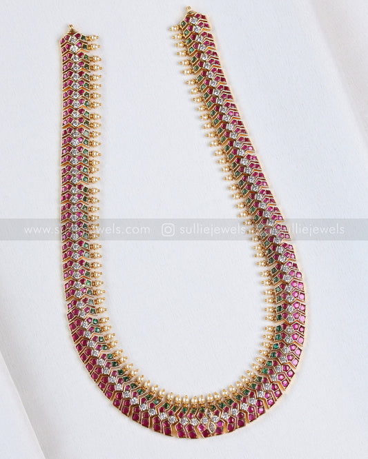 7212 - Kemp Premium Multicolour Pearl Long Chain / Haaram with Jhumka