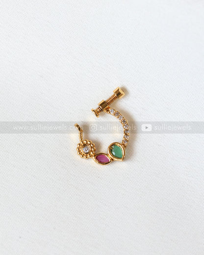 Nose Screw Pin - No Piercing Required - Stone Flower