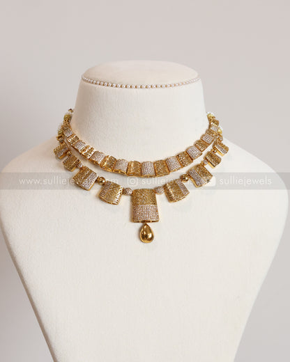 Diamond Mesh Necklace Layered Combo with Earrings